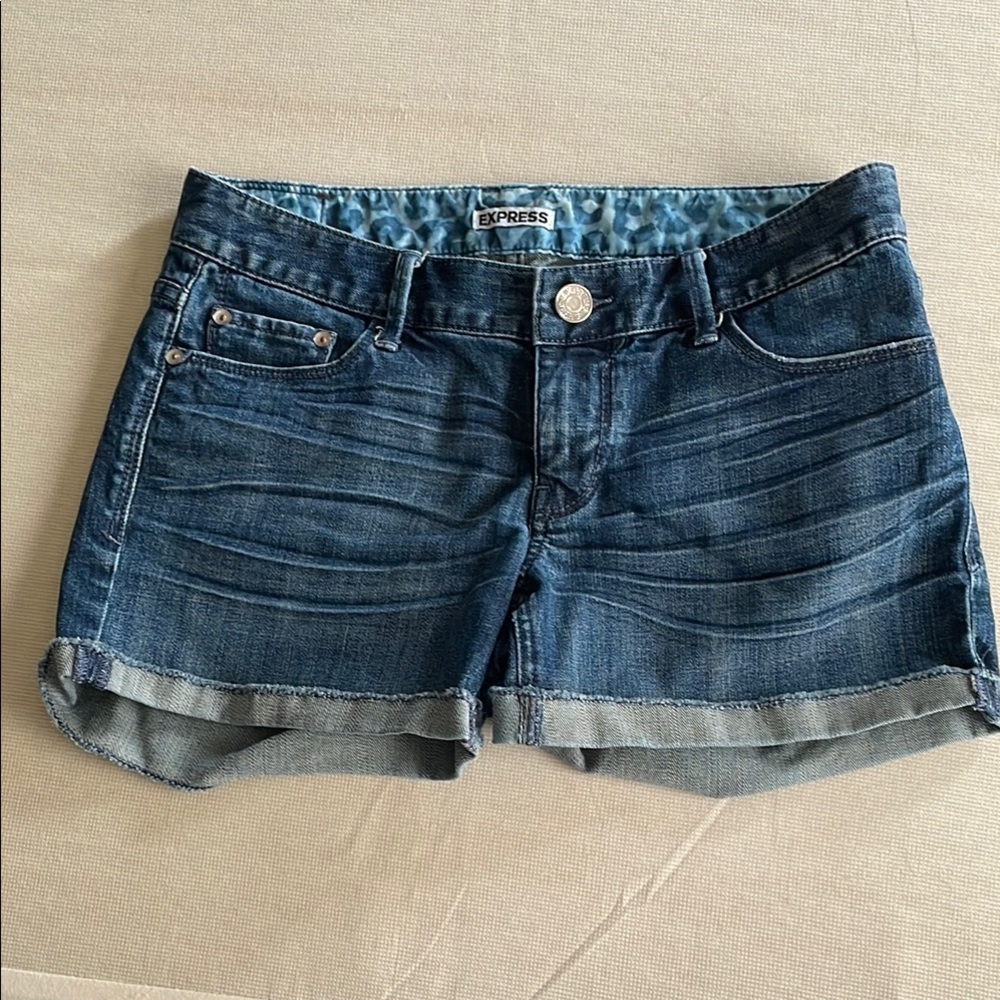 Express Blue Jean Shorts with Cuffed Hem